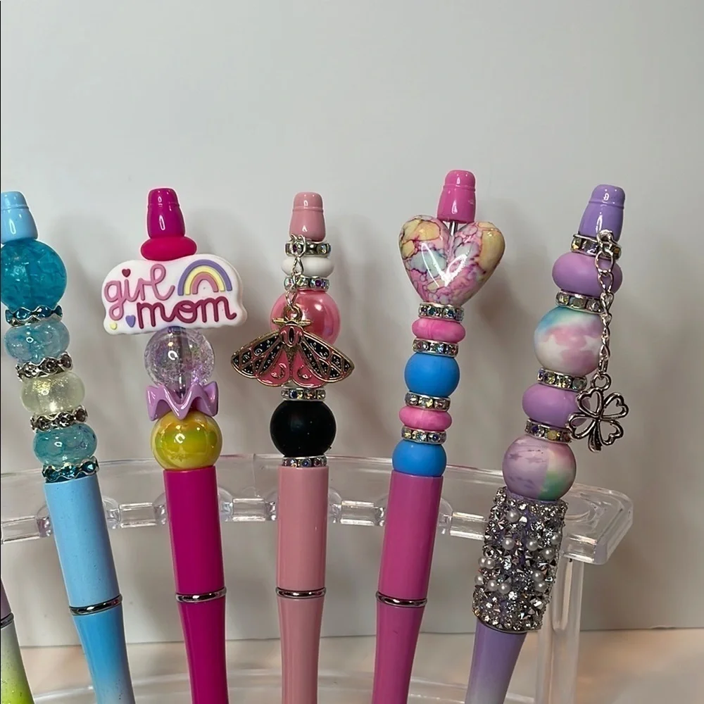 Beaded Office Pens Set with Decorative Toppers
